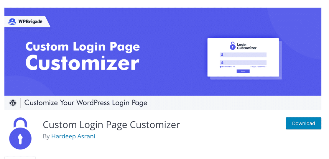 Custom login page customizer