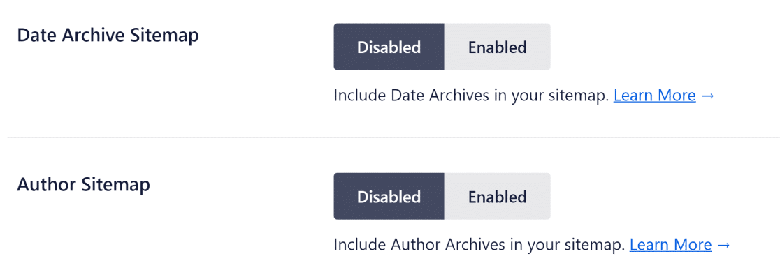 Date and archive settings