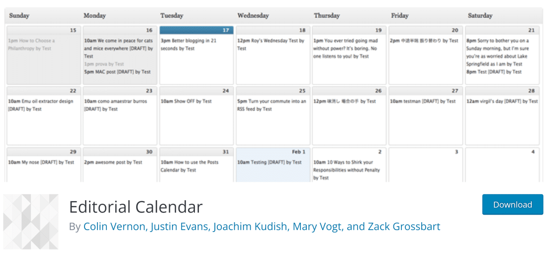 Editorial Calendar