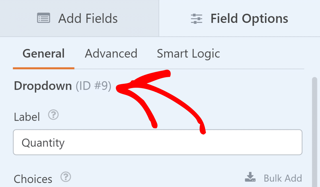 Dropdown field id