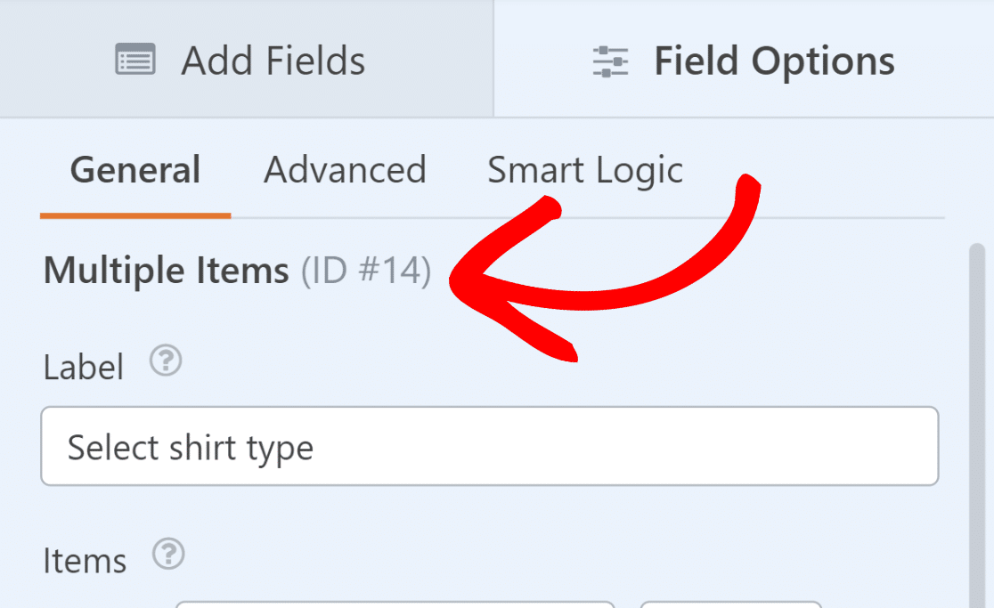 Multiple items field id