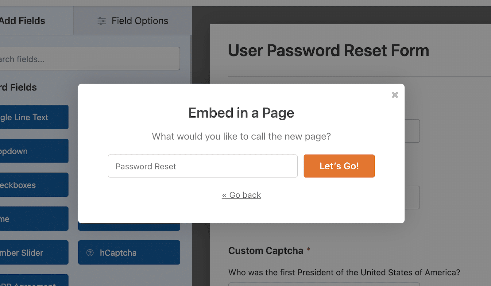 Embed your form on a new page from WPForms.