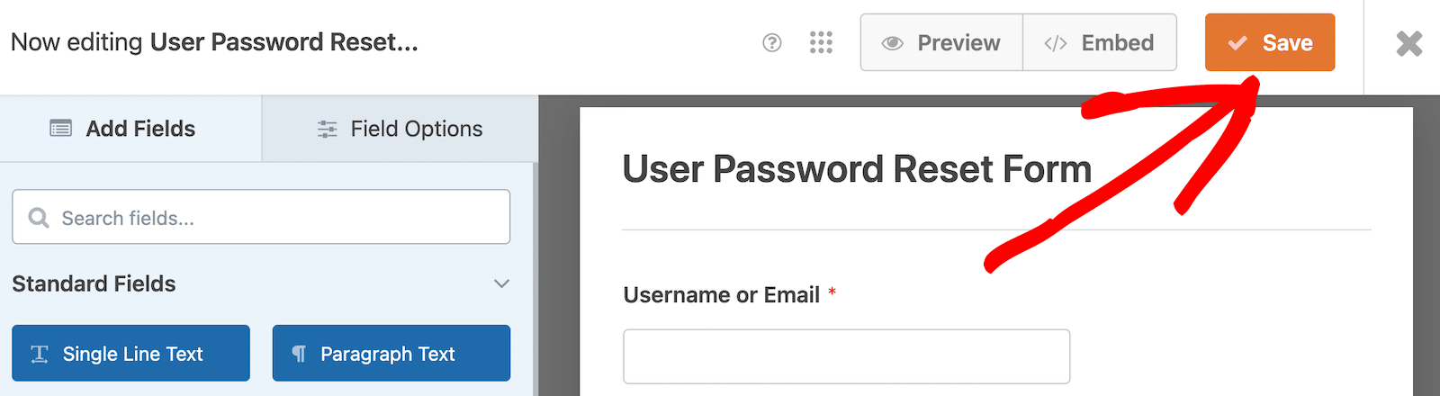 Save your form in WPForms.