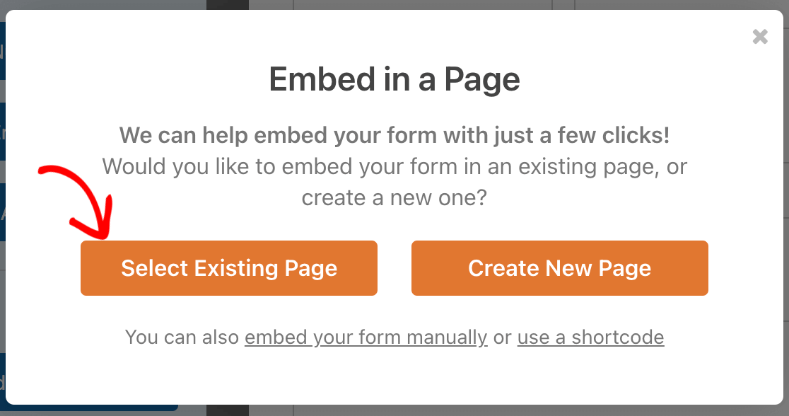 The embed tool popup window