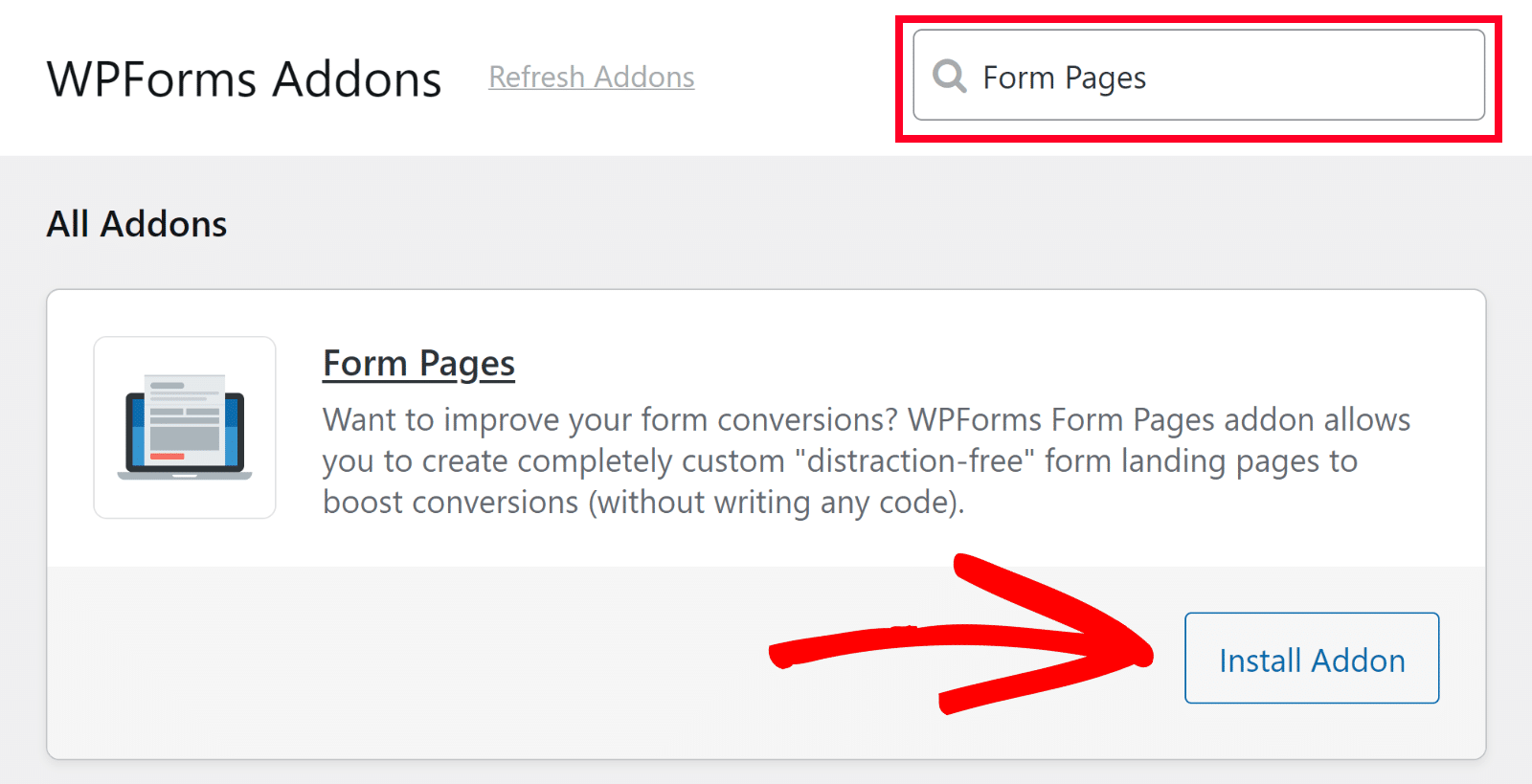 install form pages addon