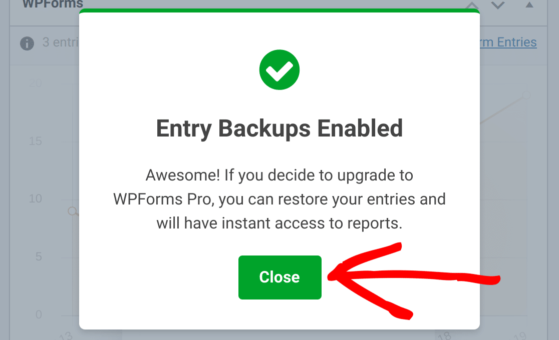 Entry backups enabled popup