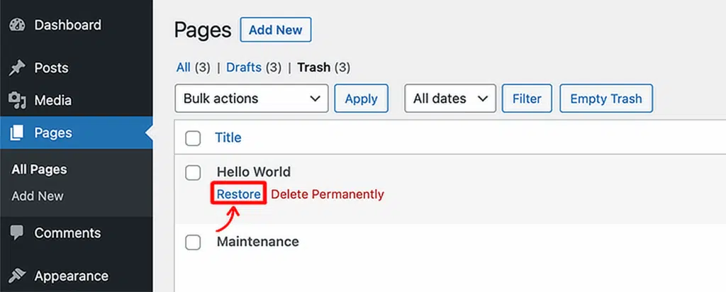 restore from trash