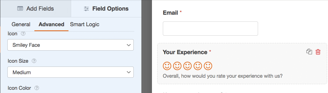 WPForms' emoji rating scale in action
