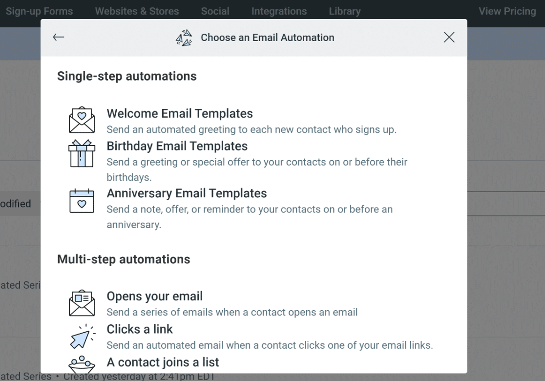 Constant Contact email automation