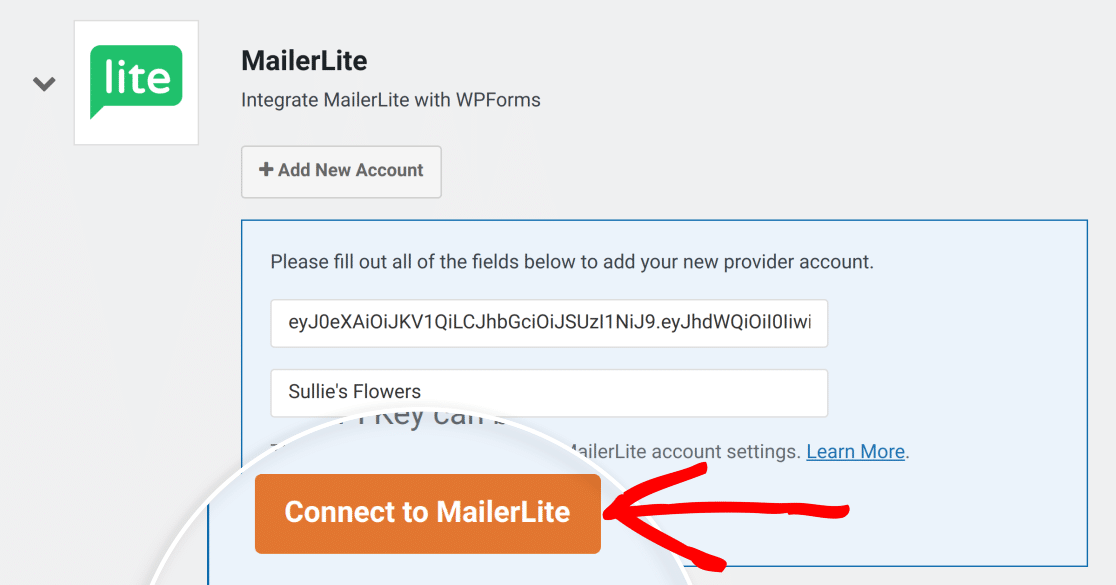 Click Connect to MailerLite