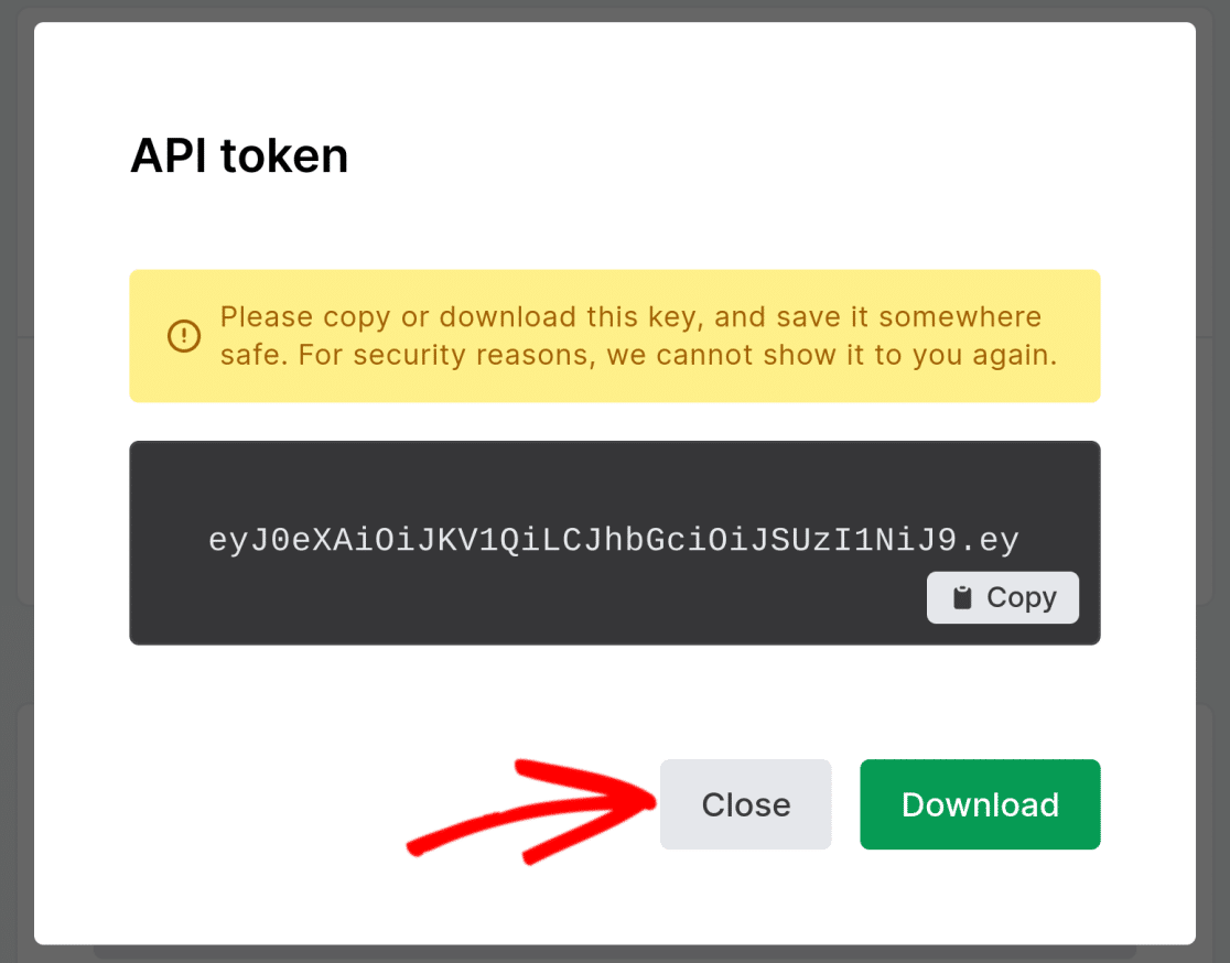 Close the API dialog