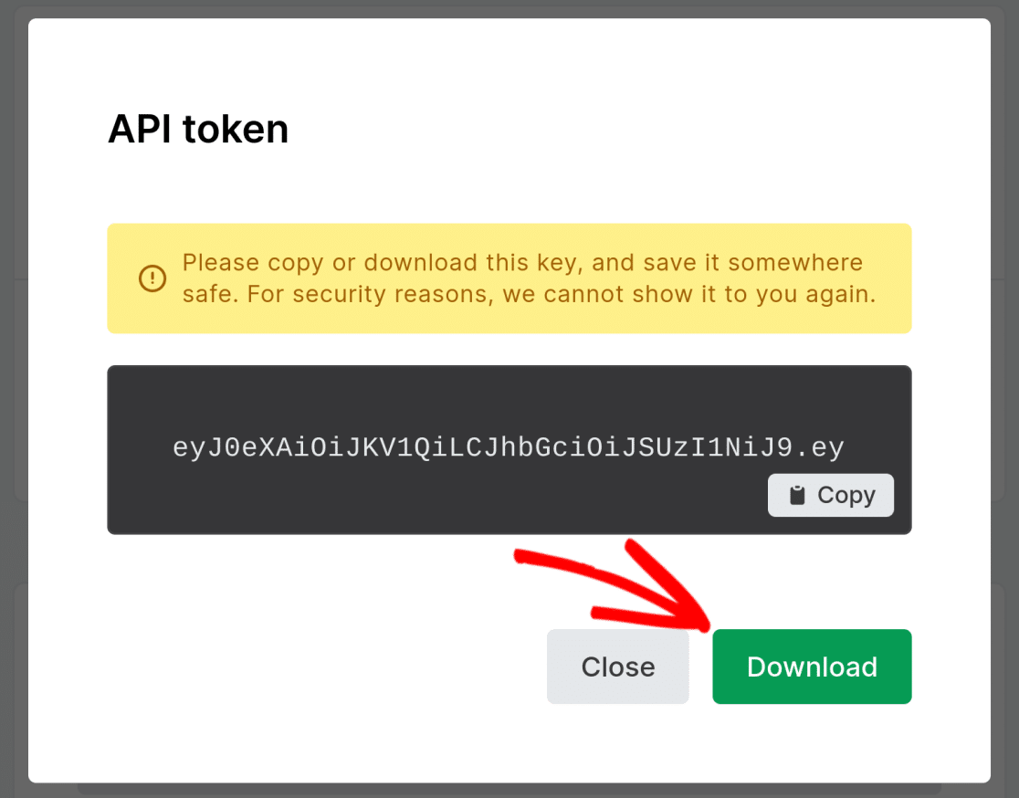 MailerLite download API token
