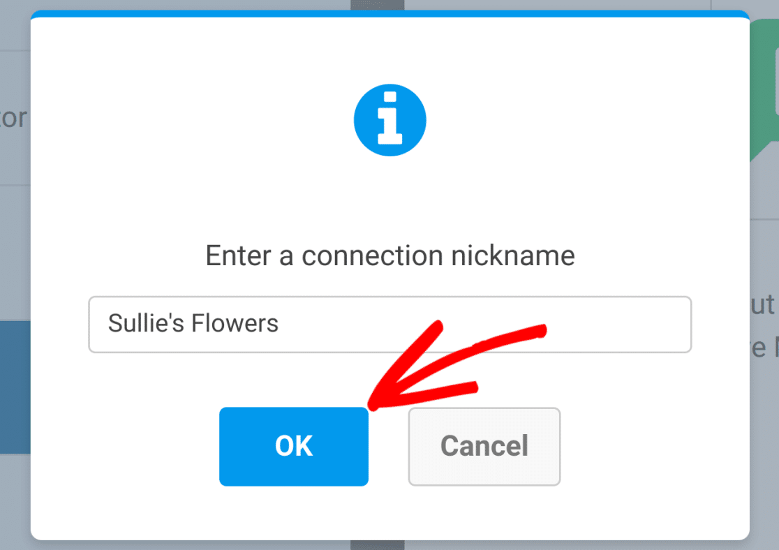 Confirm connection name