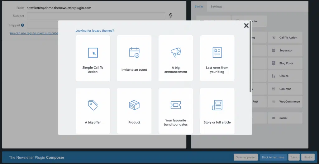 compositeur de plugin de newsletter