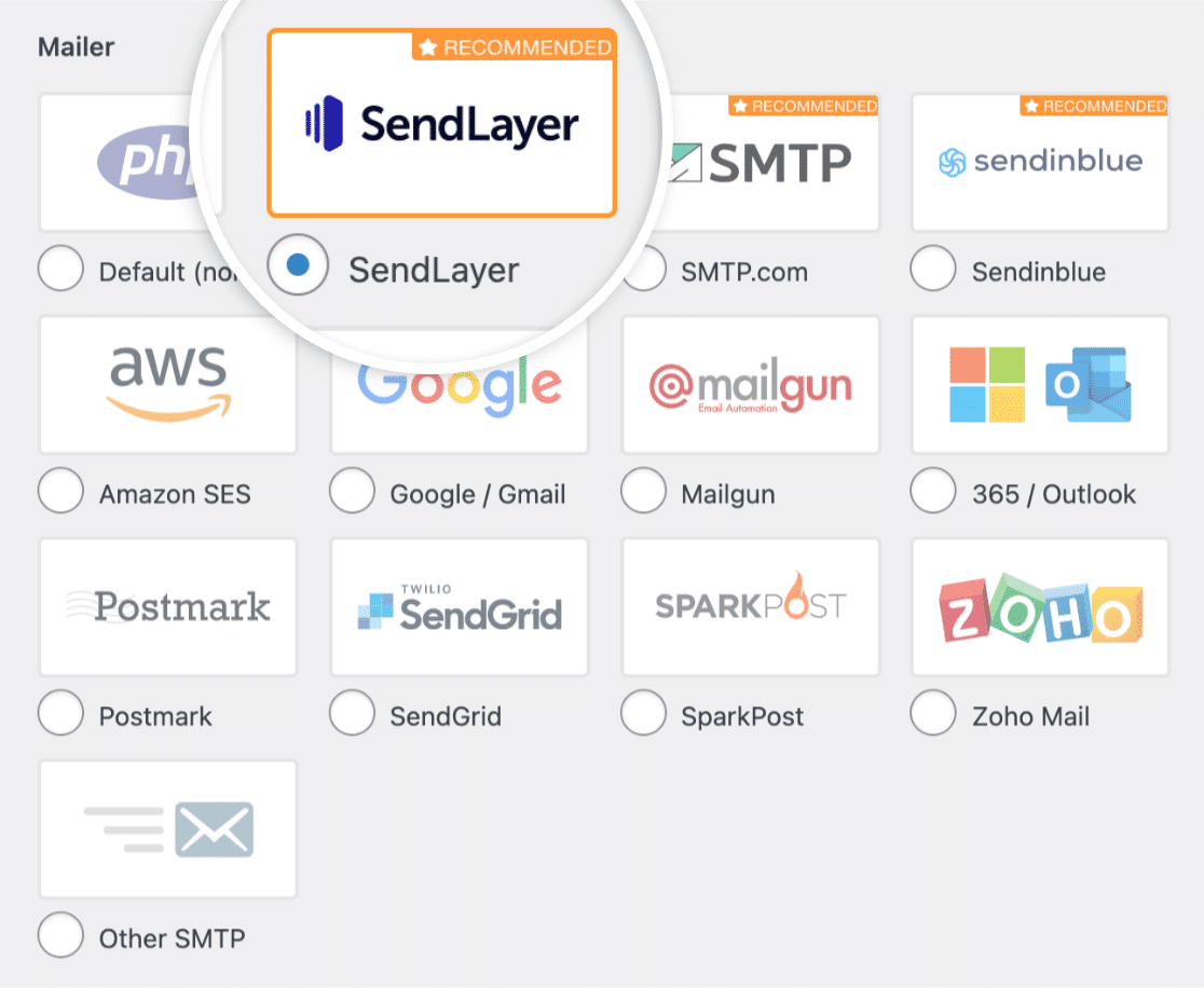 Select SendLayer mailer