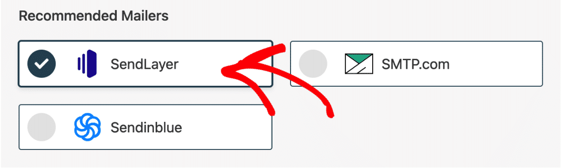 SendLayer mailer setup wizard