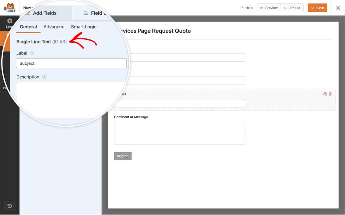 you will need to record the form and field ID since we will need these in the next step