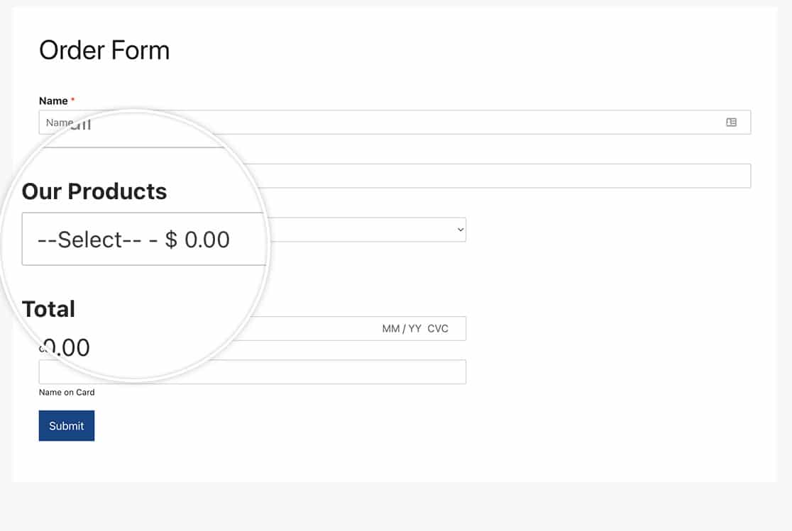 by default the zero price will show up in your form