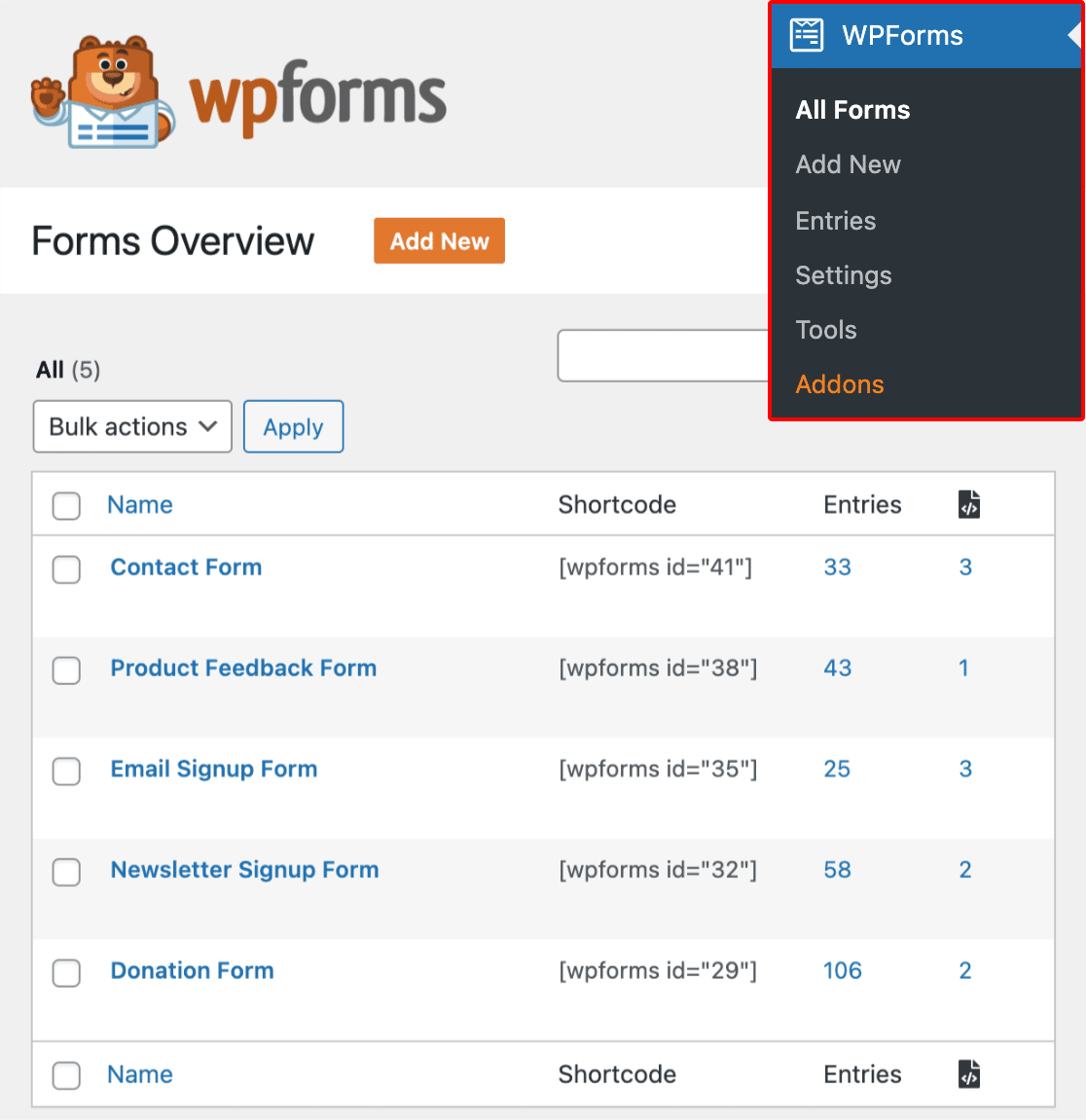 access-forms-overview-page