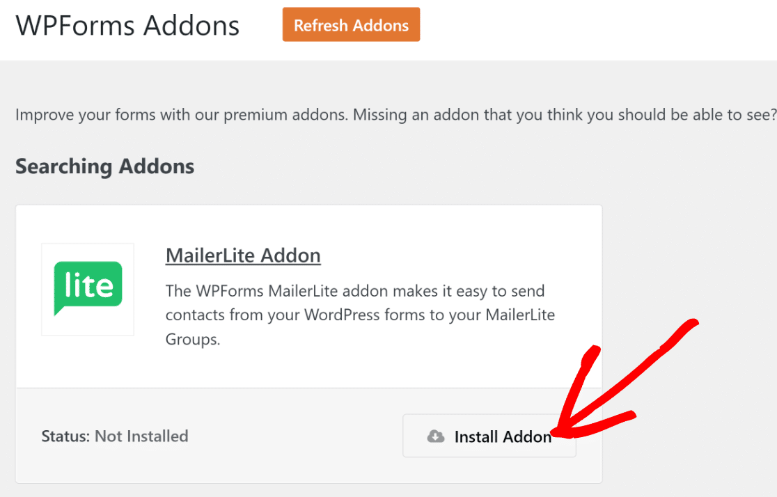 Addon installation Mailerlite