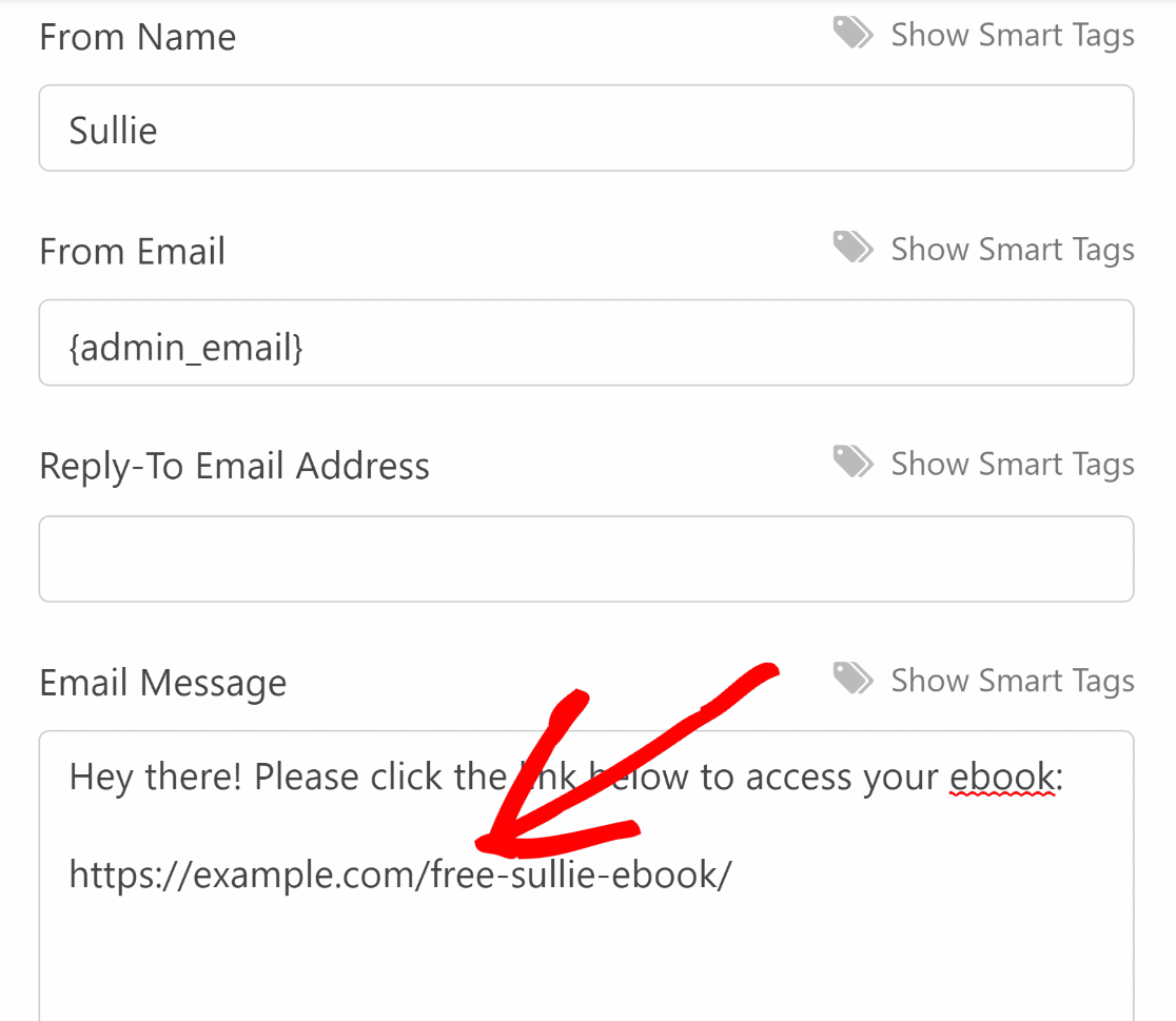 Email notification link magnet