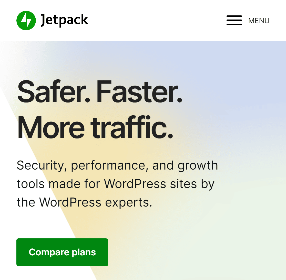 Screenshot of Jetpack homepage