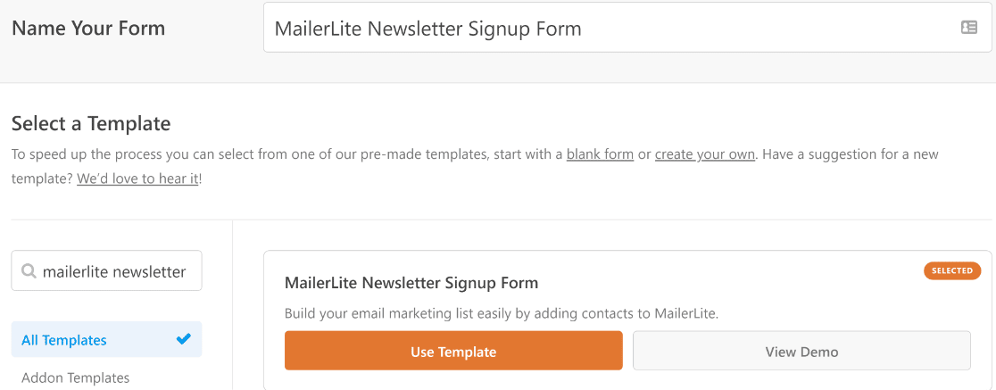 newsletter signup template