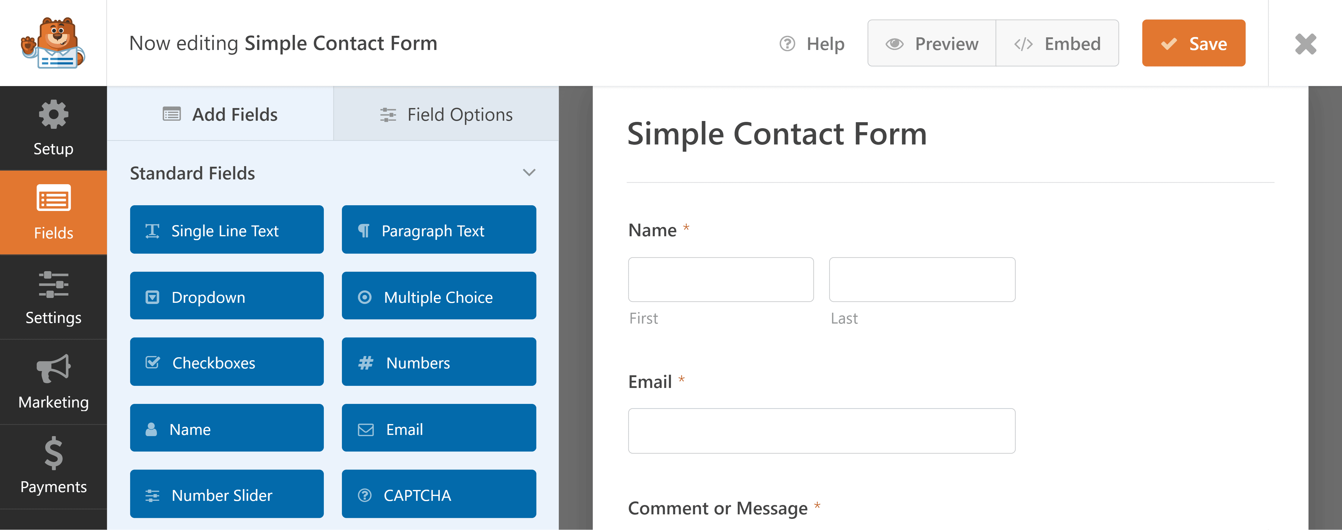 WPForms Simple Contact Form Template