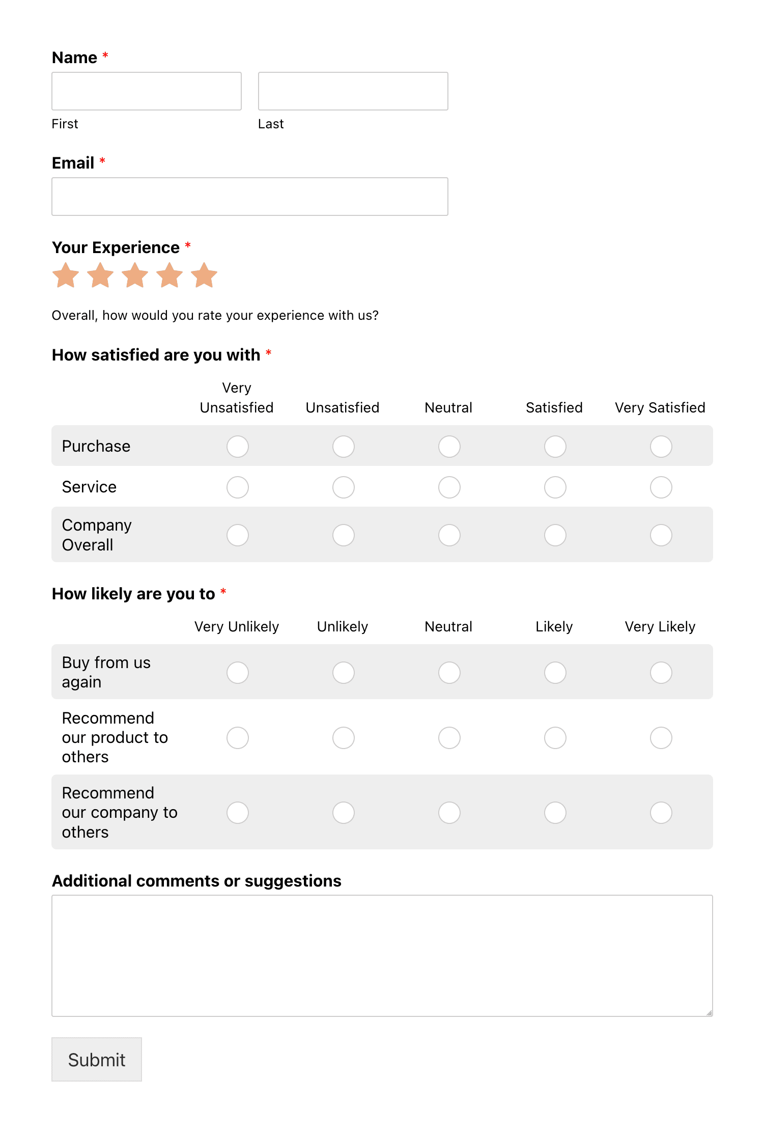 A survey form