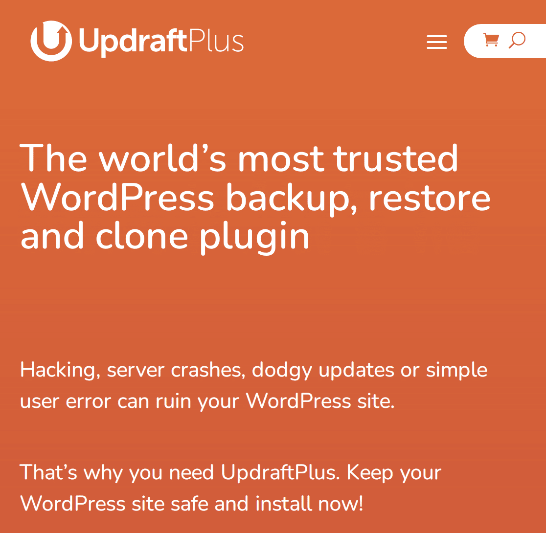 Screenshot of UpdraftPlus