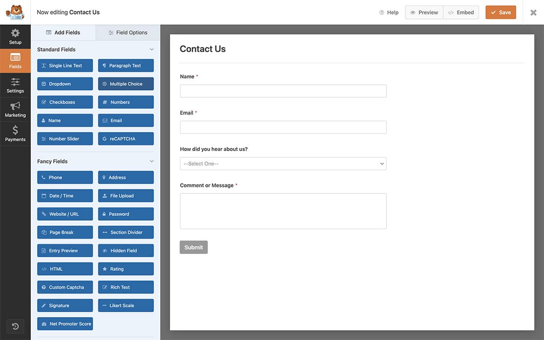 start by creating your form and adding your fields