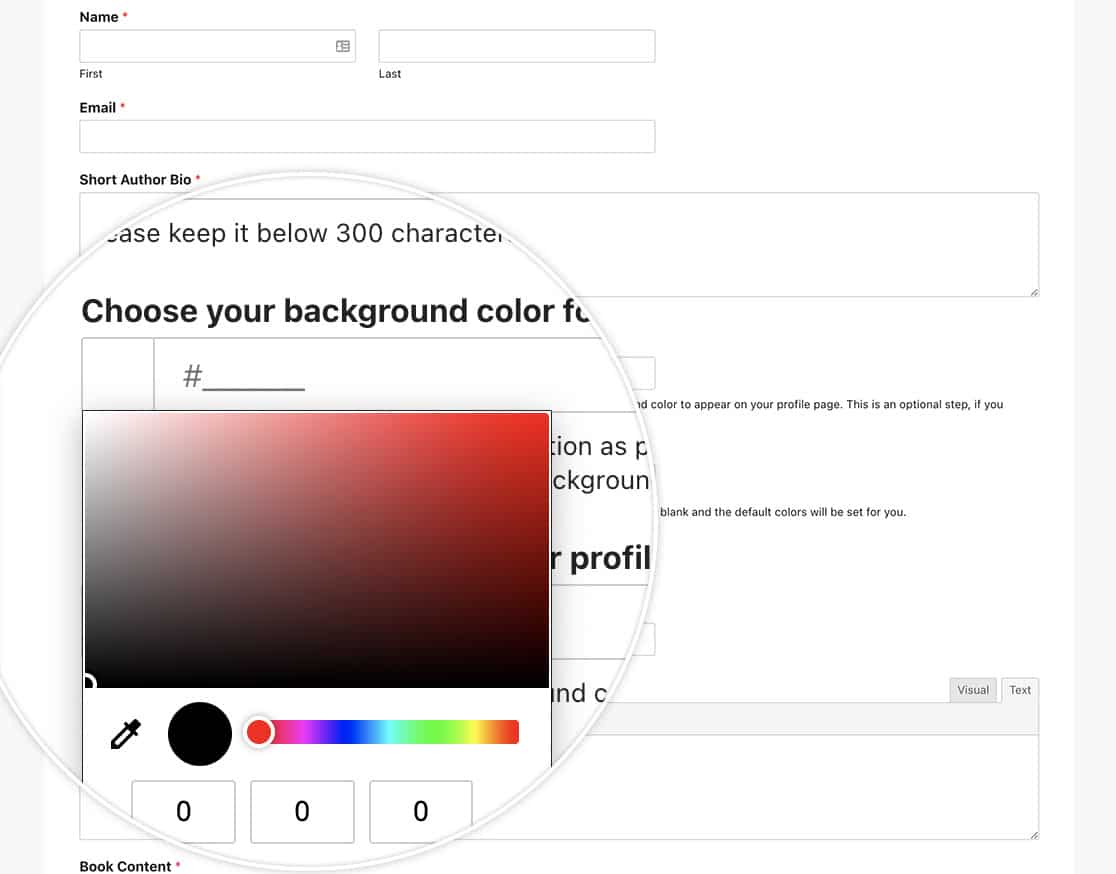 you have now used jQuery to add a color picker field to your forms
