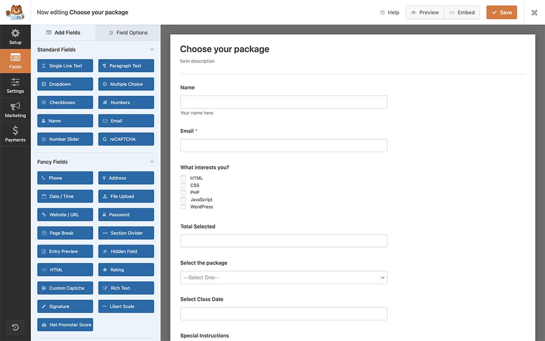 begin by creating your form, adding your fields which include at least one checkbox field