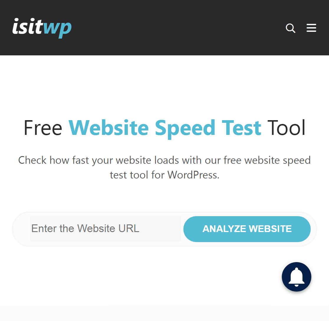 Screenshot of isitwp homepage