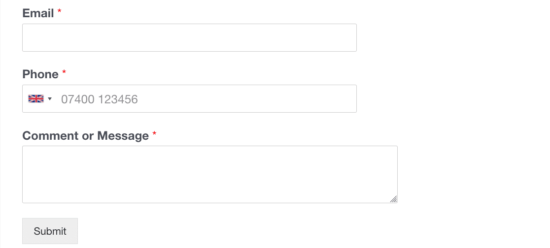 Customer call back form template