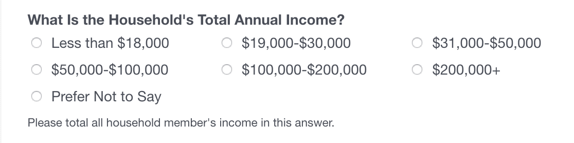 Household income demographic question