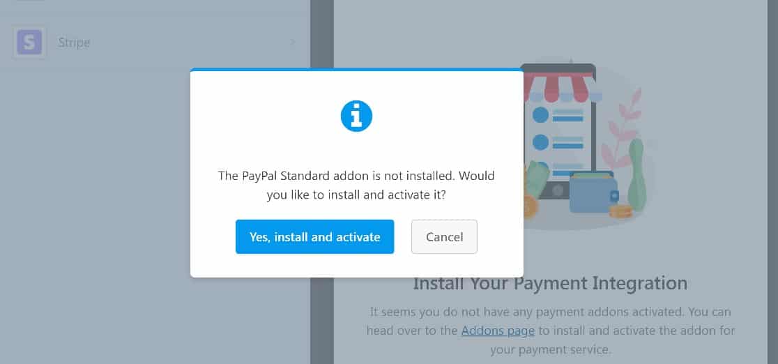 Install and activate wpforms payment integration