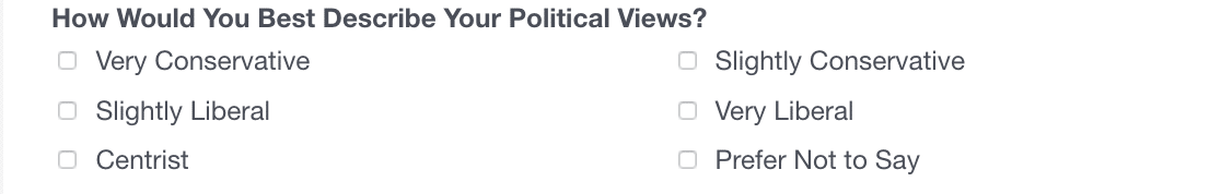 Political stance demographic question