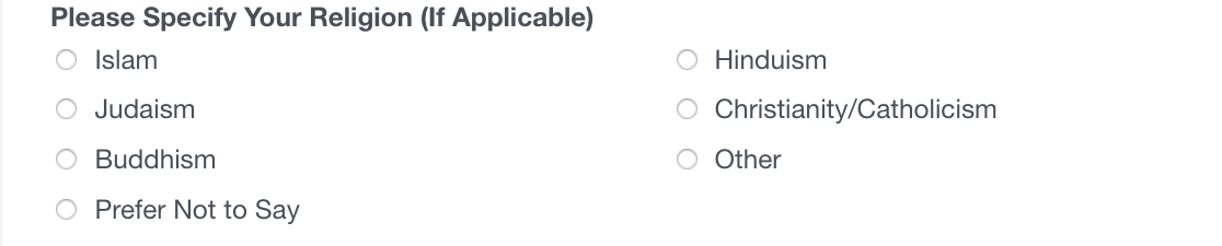 Religion demographic question