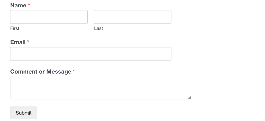 Simple contact form template preview