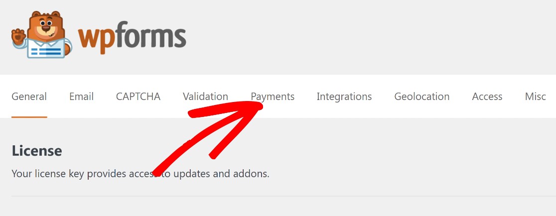 WPForms payment settings