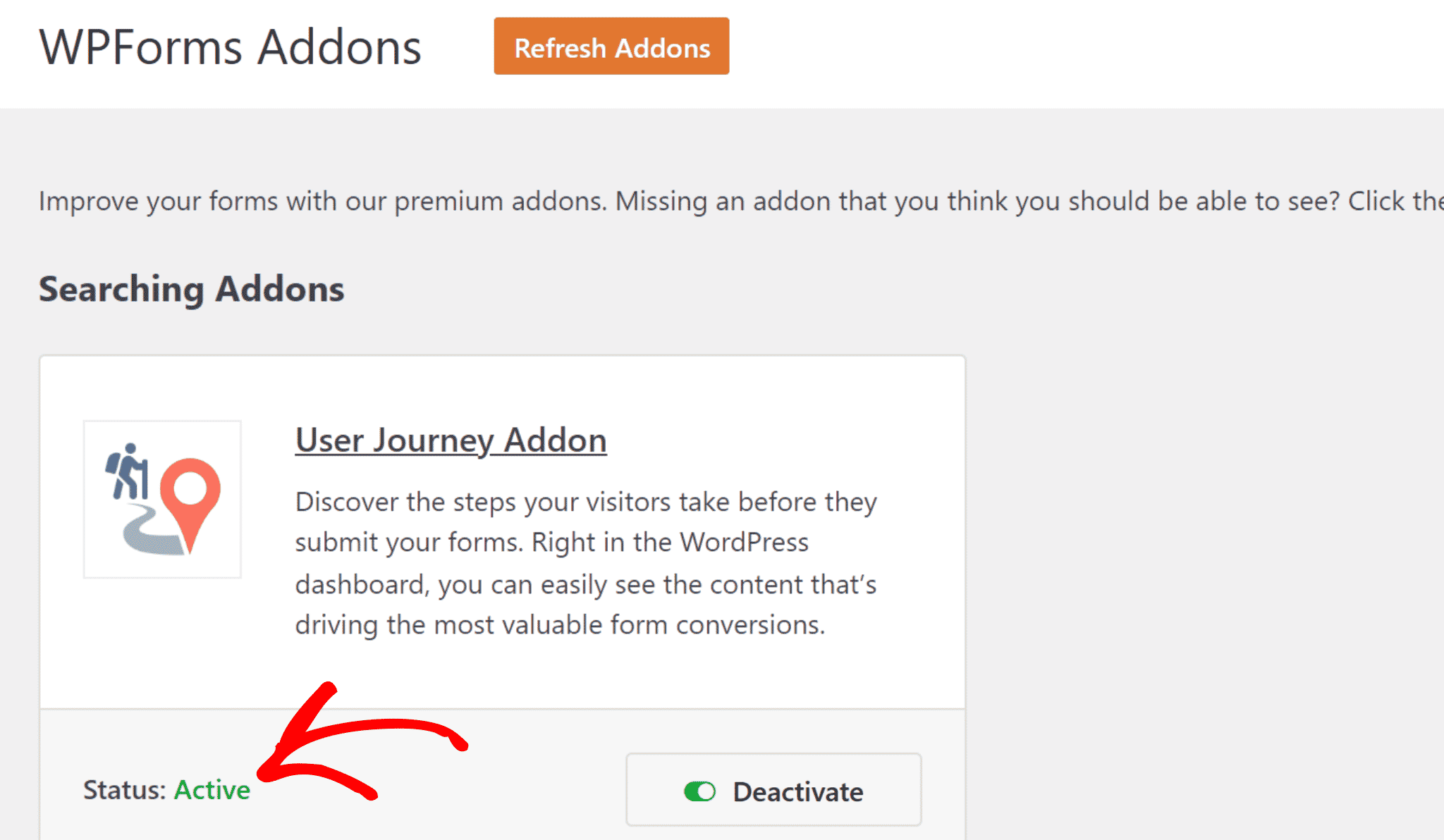activate user journey addon