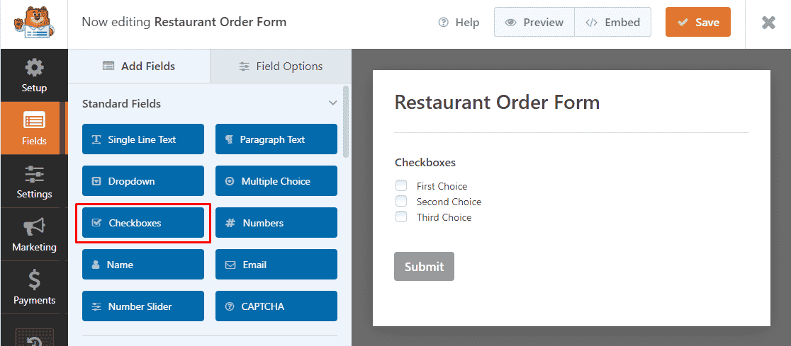 checkboxes form field 