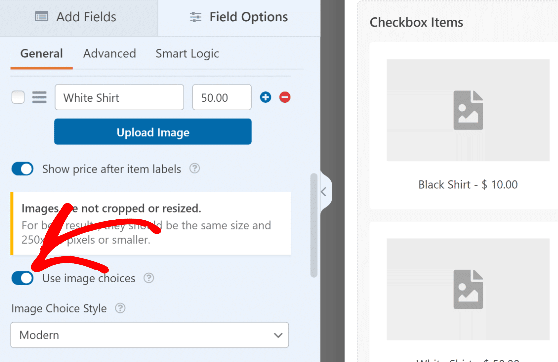 Image choices - Checkbox items