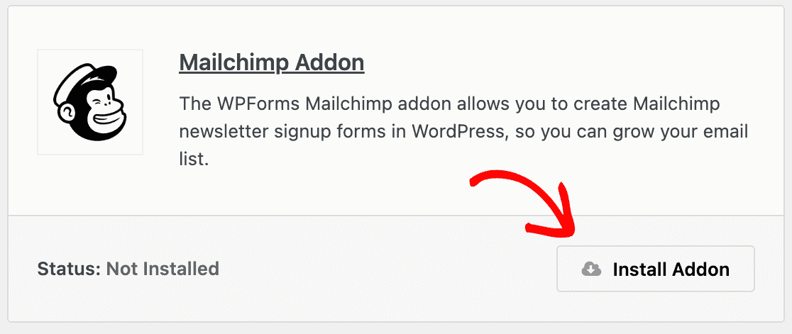 Install Mailchimp addon