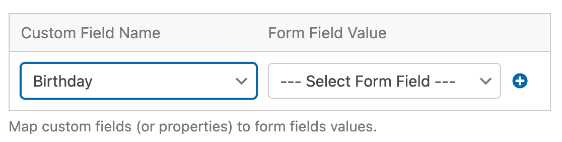 Choosing your Mailchimp custom field in the WPForms form builder settings