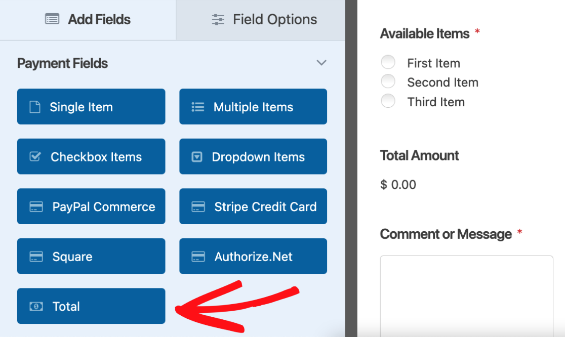 Adding a Total field to a form