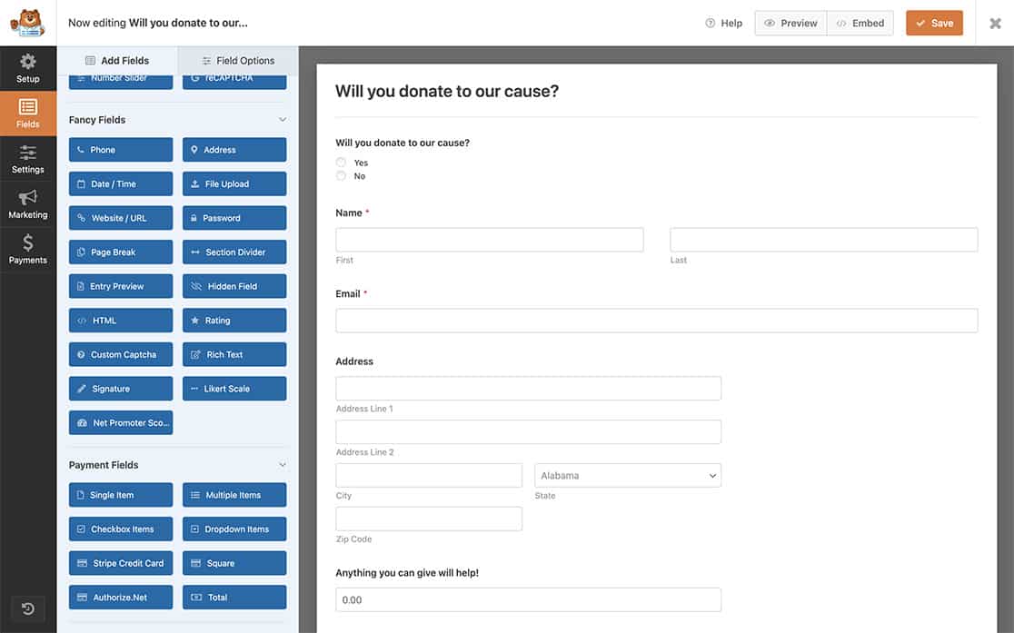 create the authorize.net form