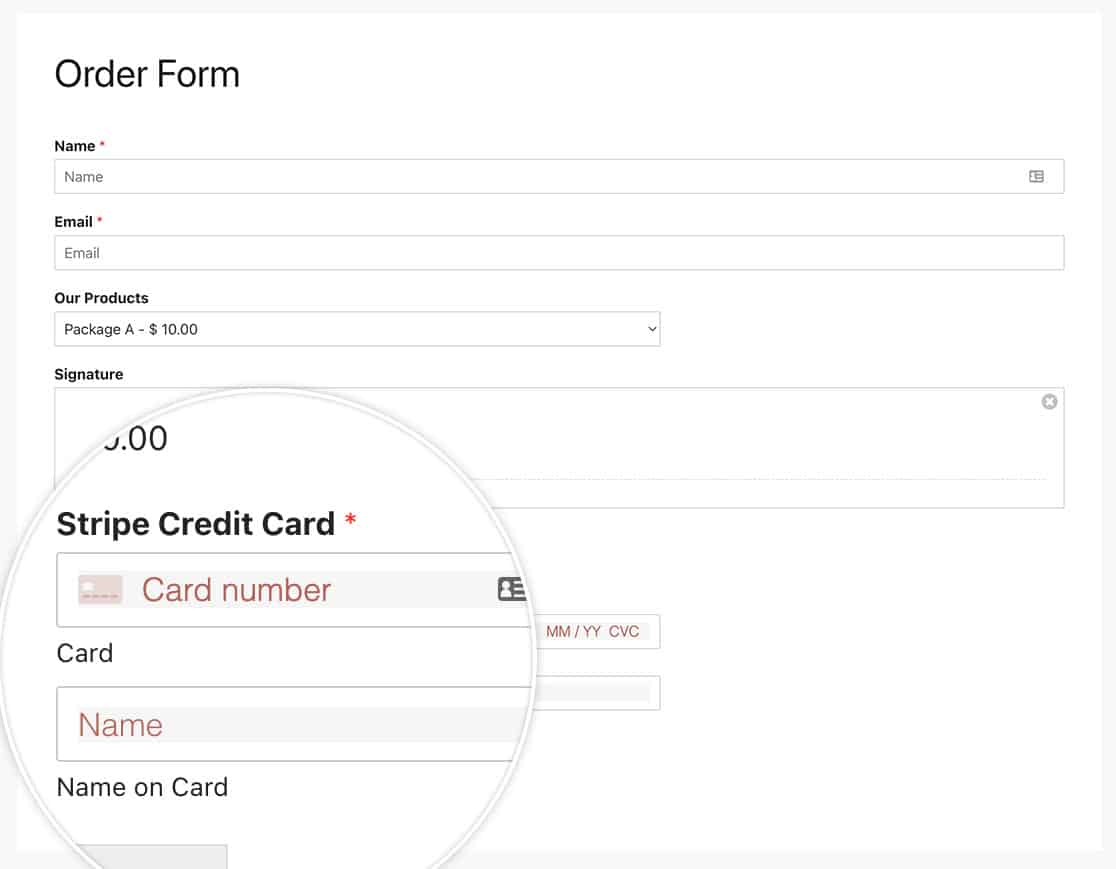 now the styling of the stripe credit card field has changed with the snippet