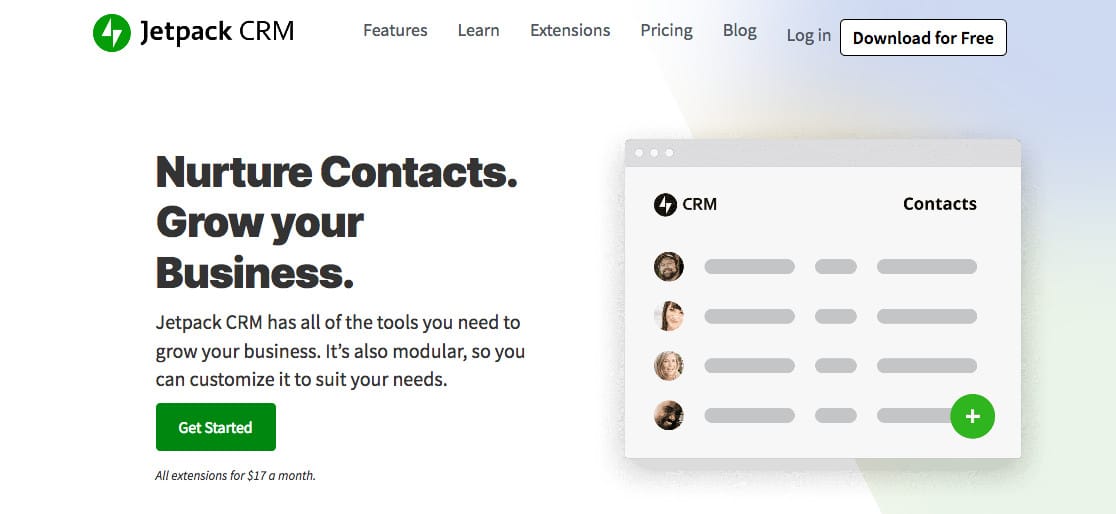 Jetpack CRM homepage